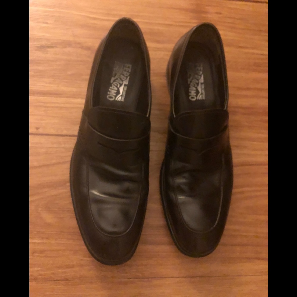 Ferragamo Ruggero Leather Penny Loafer Dark Brown